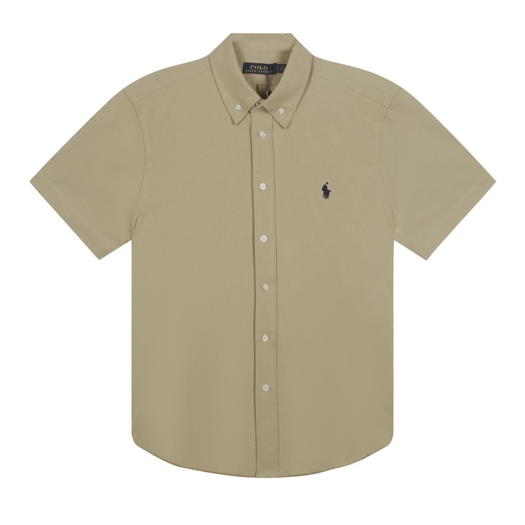 Test2-Ralph Lauren Oxford Short-Sleeve Button-Front Shirt — front