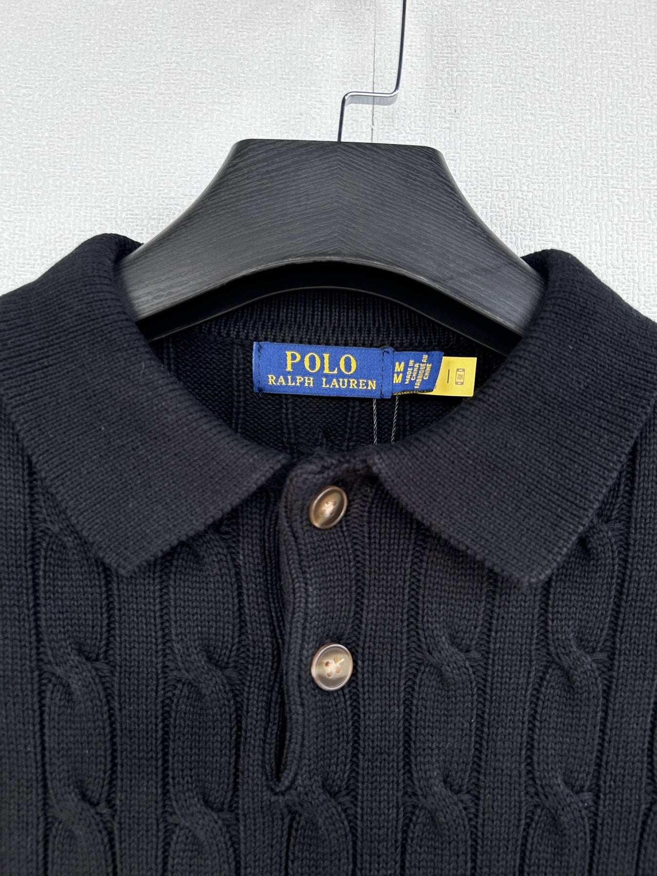 Test2-Ralph Lauren Cable-Knit Polo Shirt — detail