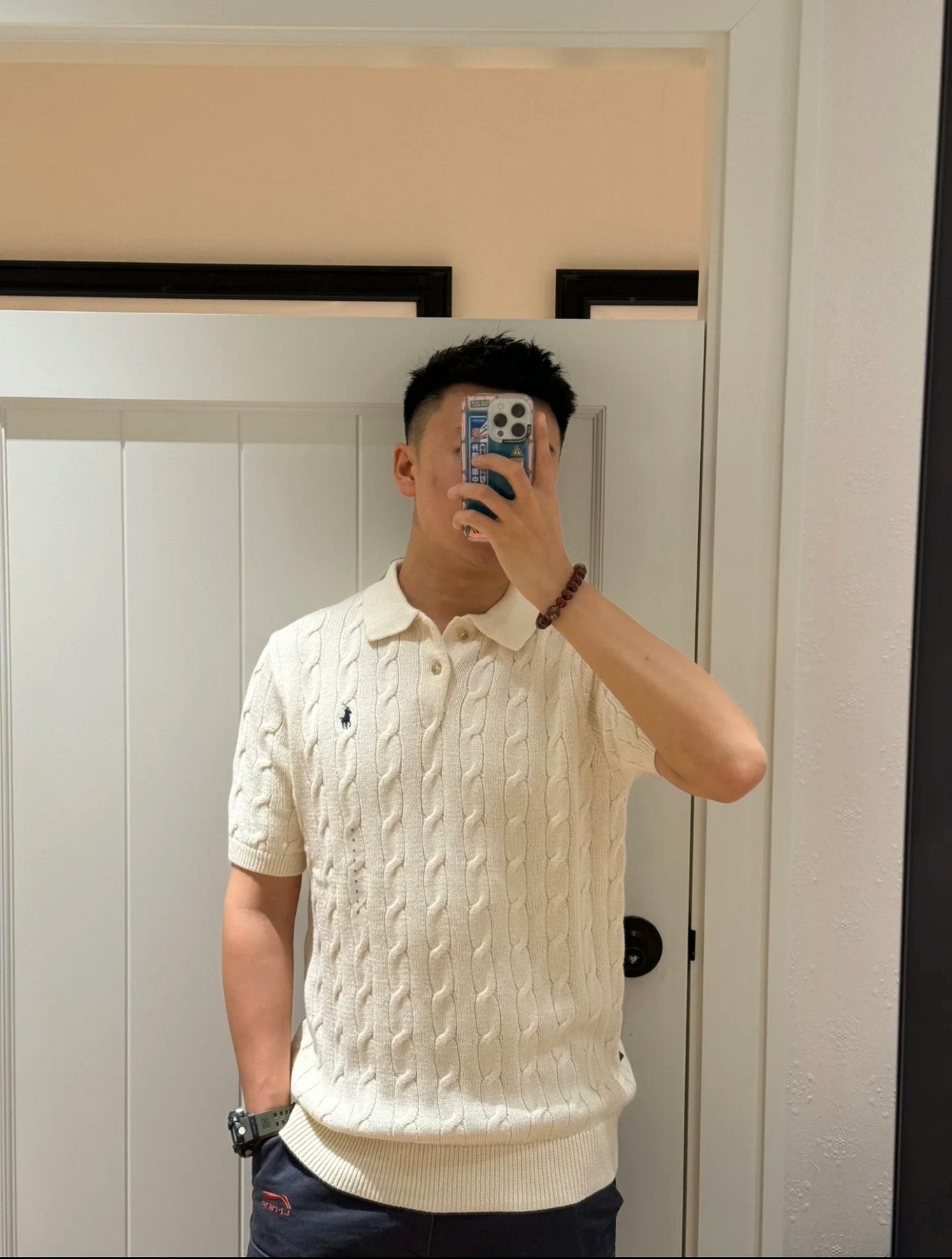 Test2-Ralph Lauren Cable-Knit Polo Shirt — front