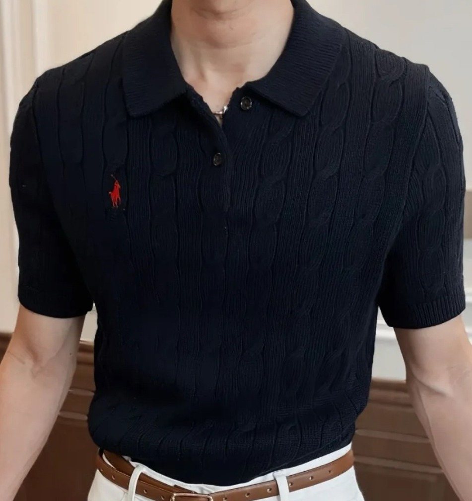 Test2-Ralph Lauren Cable-Knit Polo Shirt — hero