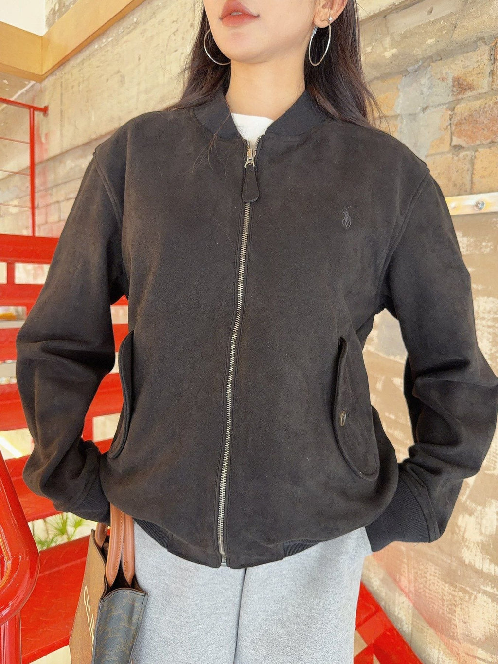 Test2-Ralph Lauren Embroidered Horse Zip-Front Jacket — model