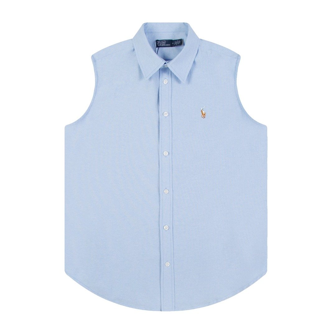 Test2-Ralph Lauren Sleeveless Oxford Button-Front Shirt — front