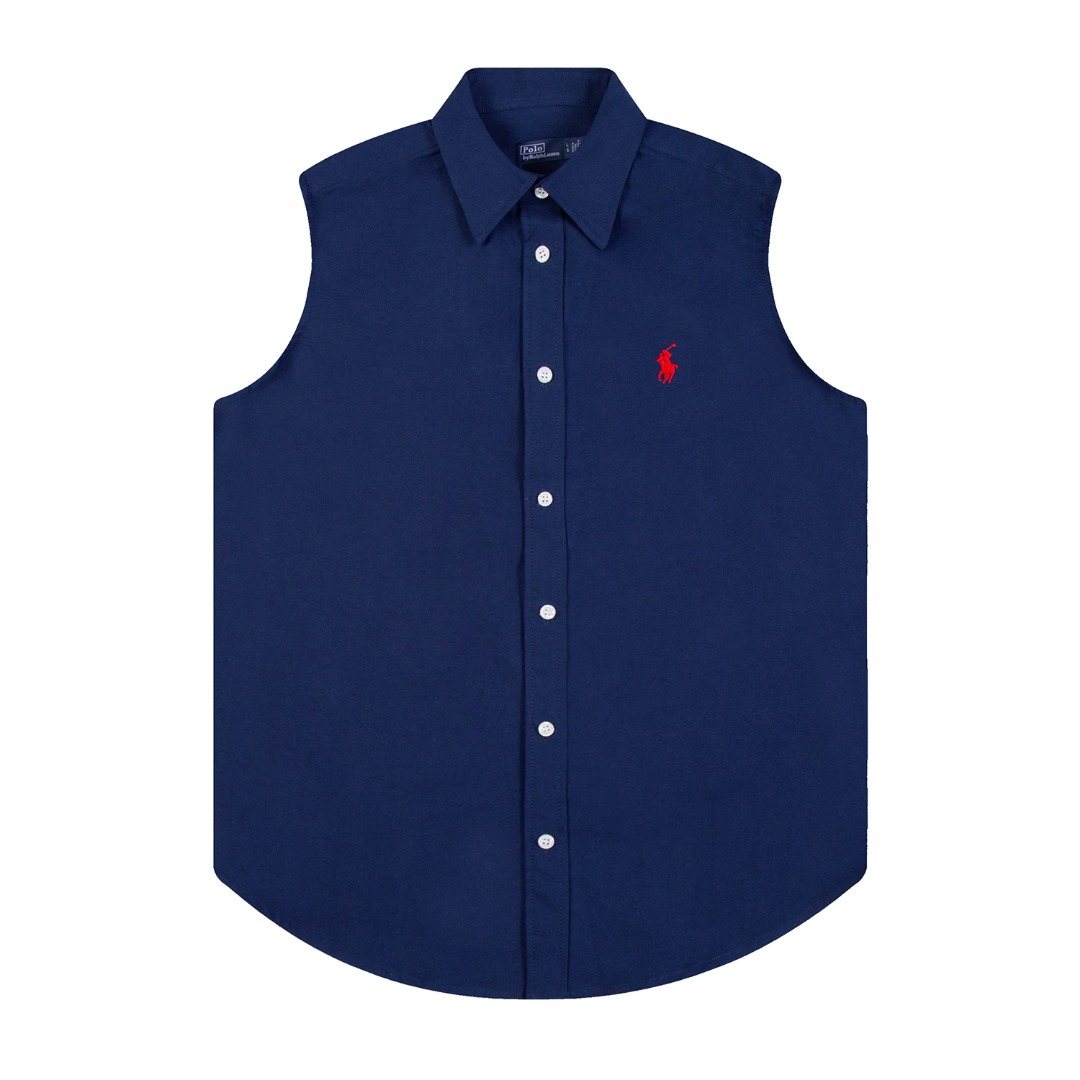 Test2-Ralph Lauren Sleeveless Oxford Button-Front Shirt — front