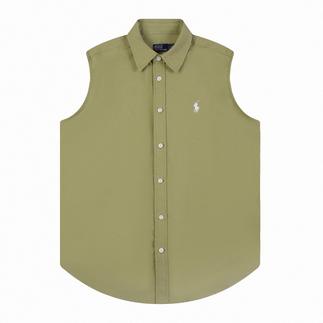 Test2-Ralph Lauren Sleeveless Oxford Button-Front Shirt — front