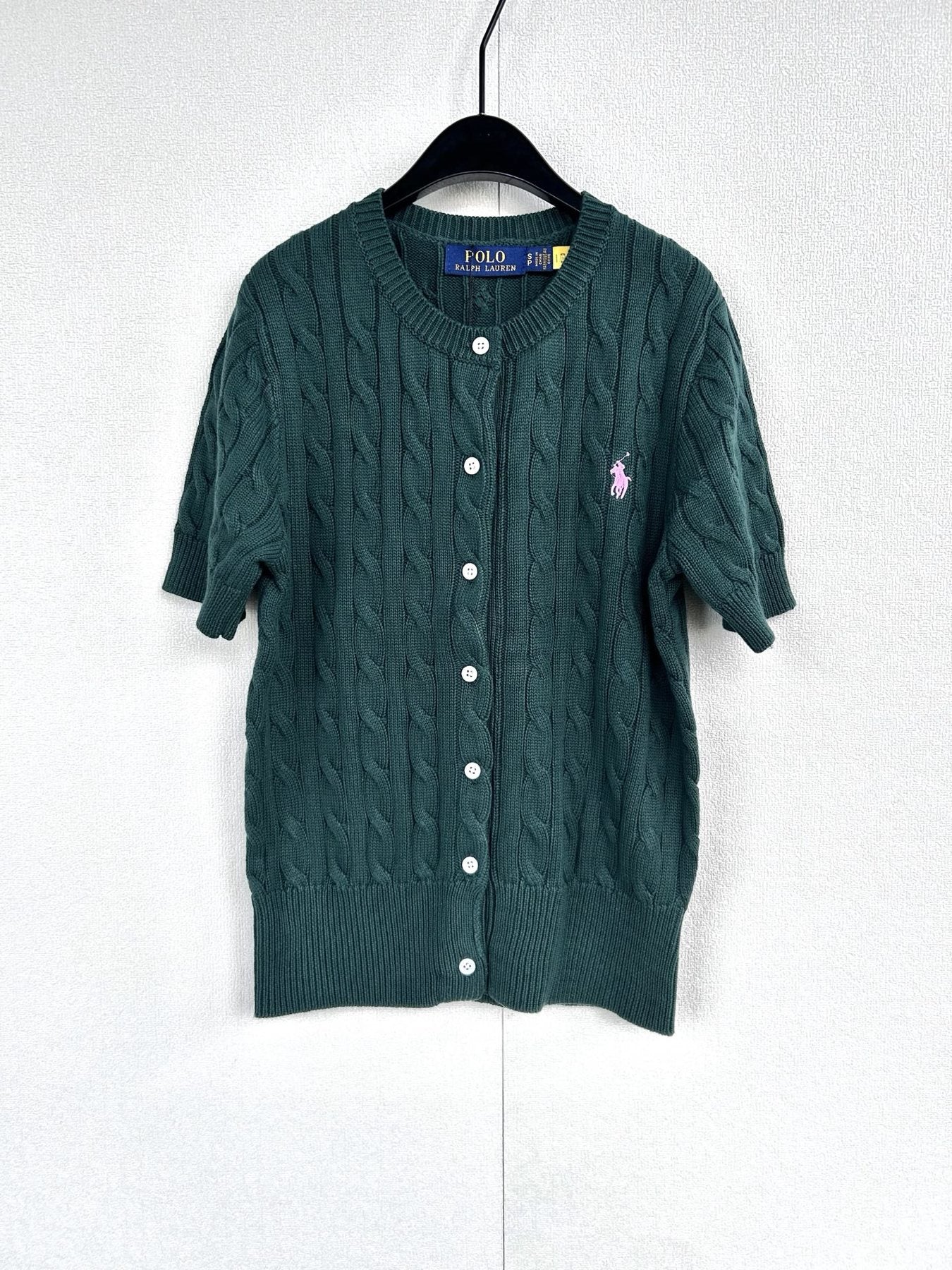 Test2-Ralph Lauren Women's Short-Sleeve Cable-Knit Cardigan — front