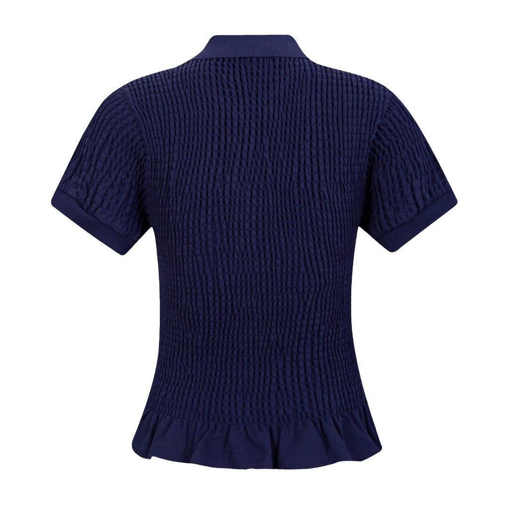 Test2-Ralph Lauren Ruffled-Hem Piqué Polo Top — back