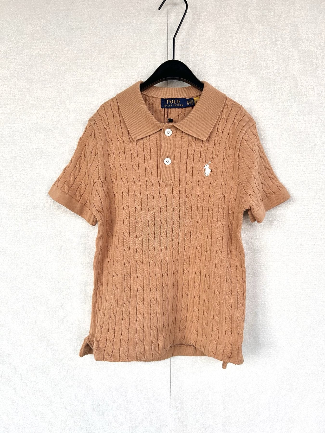 Test2-Ralph Lauren Women's Cable-Knit Short-Sleeve Polo Shirt — front