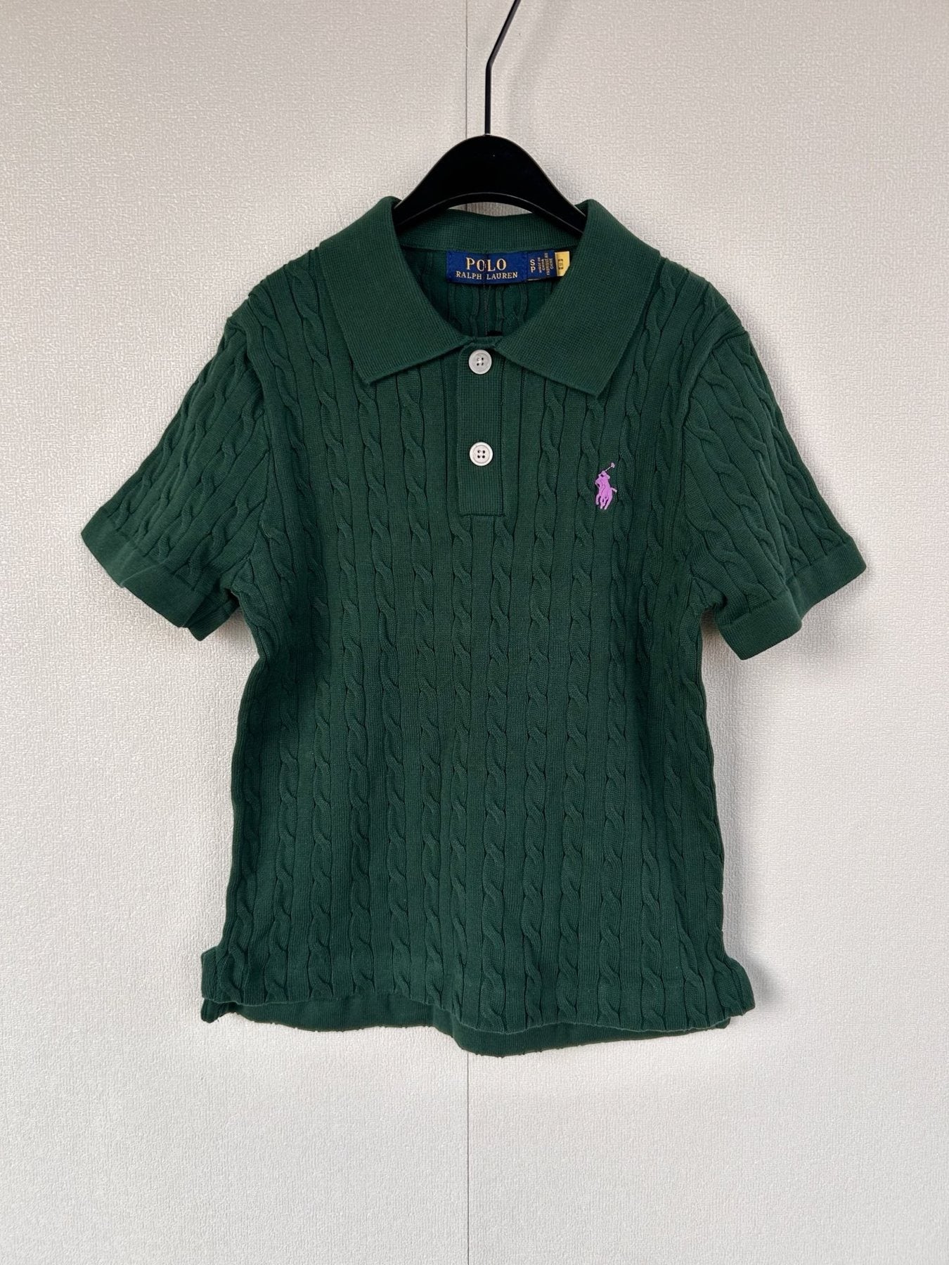 Test2-Ralph Lauren Women's Cable-Knit Short-Sleeve Polo Shirt — front