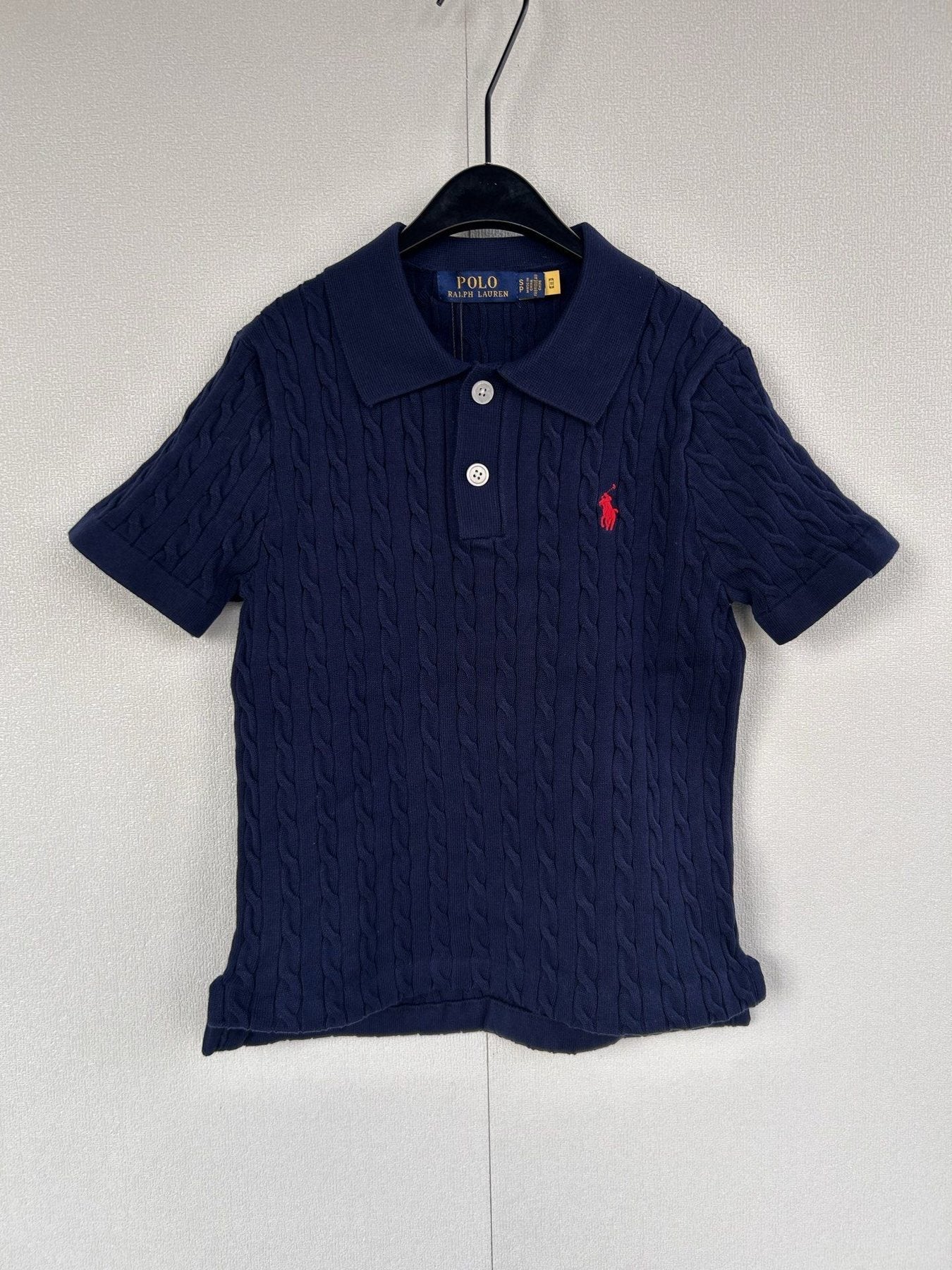 Test2-Ralph Lauren Women's Cable-Knit Short-Sleeve Polo Shirt — front