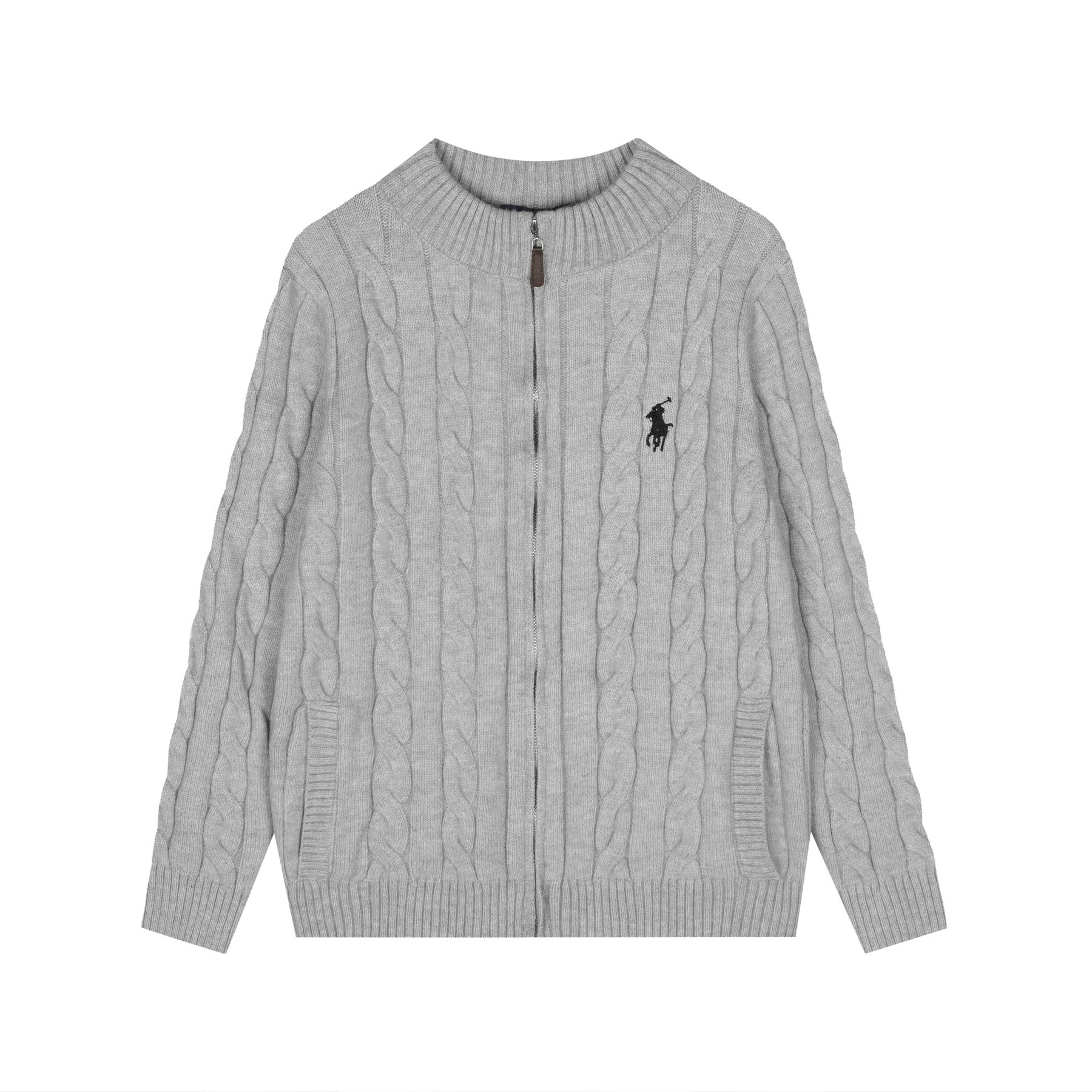 Test2-Ralph Lauren Cable-Knit Quarter-Zip Sweater — front