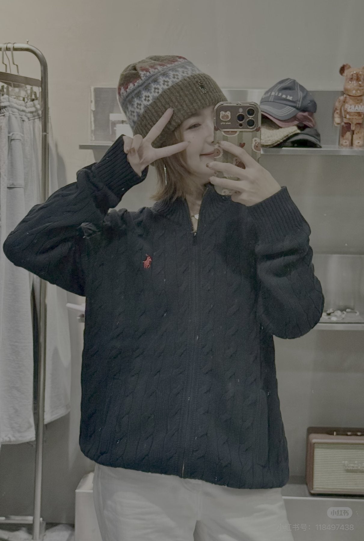 Test2-Ralph Lauren Full-Zip Cable-Knit Sweater — model