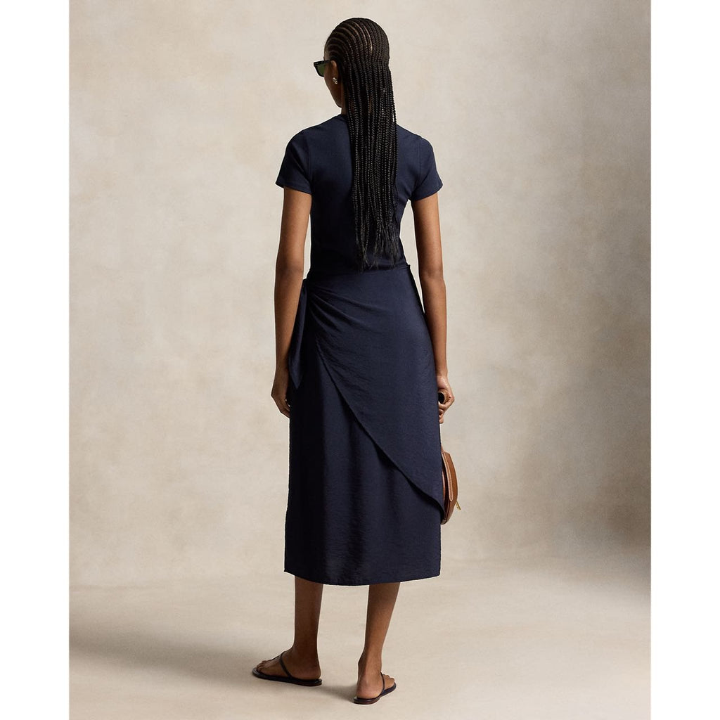 Test2-Ralph Lauren Short-Sleeve Faux-Wrap Tie Midi Dress — back