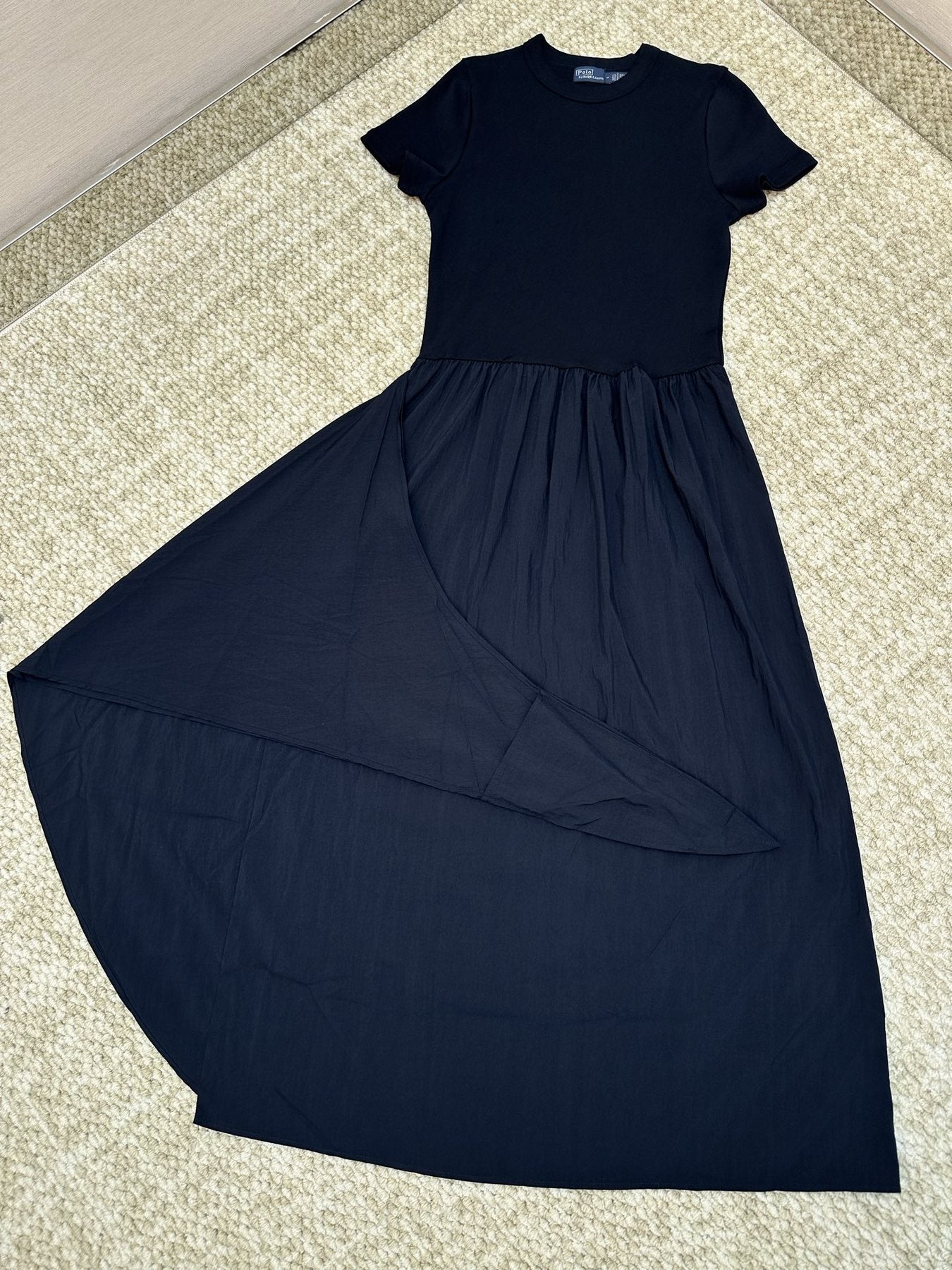 Test2-Ralph Lauren Short-Sleeve Faux-Wrap Tie Midi Dress — front
